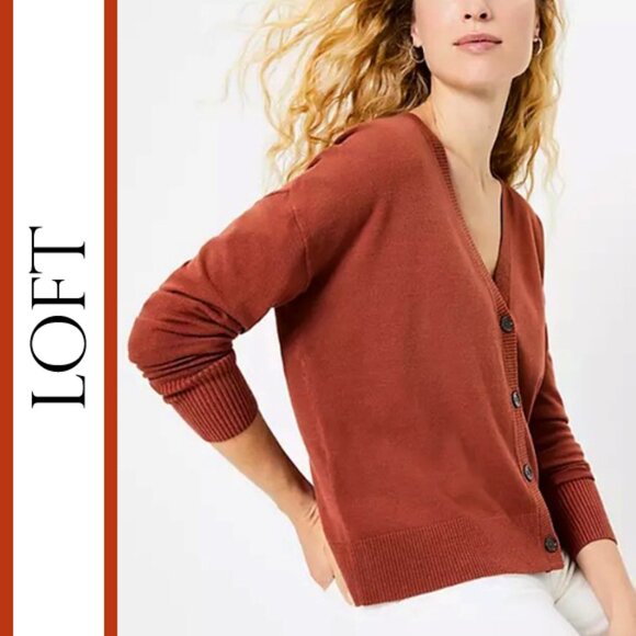 LOFT | Relaxed V-Neck Cardigan Sweater - Picture 9 of 9